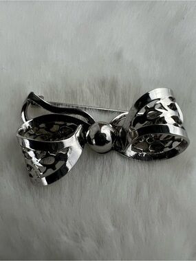 Vintage Bond-Boyd Sterling Silver Filigree Bow Brooch Pin 1940s Signed